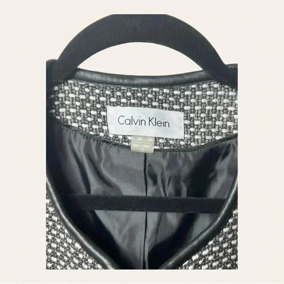 CALVIN KLEIN OPEN FRONT LONG JACKET SIZE 10 BLACK/WHITE/SILVER NWT - Picture 6 of 12